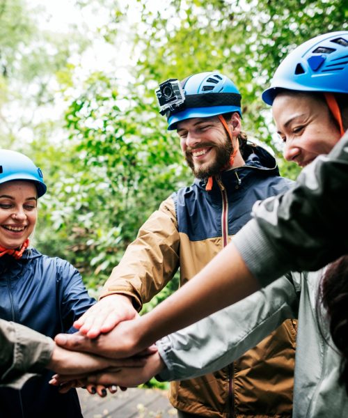Team building outdoor in the forest